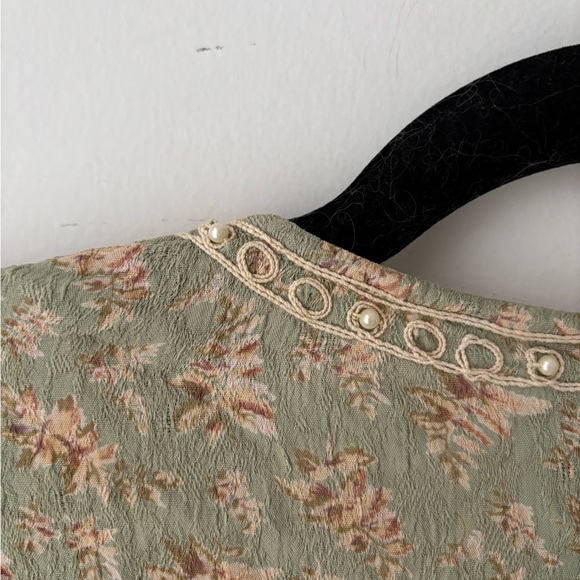 Vintage April Cornell Floral Dress Cottagecore Prairie Button Front Tie Back - Picture 10 of 12